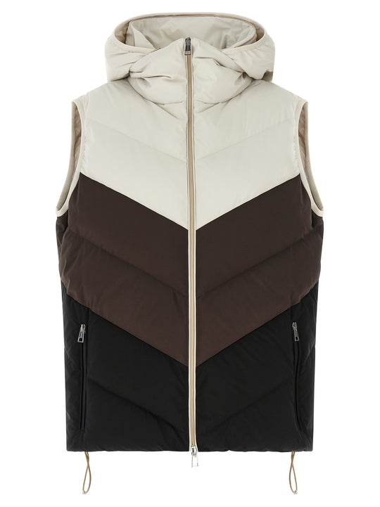 Chevron Stitching Padded Vest Gilet Multicolor