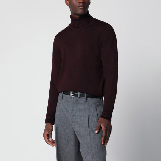 Black Navy Wool Turtleneck Sweater