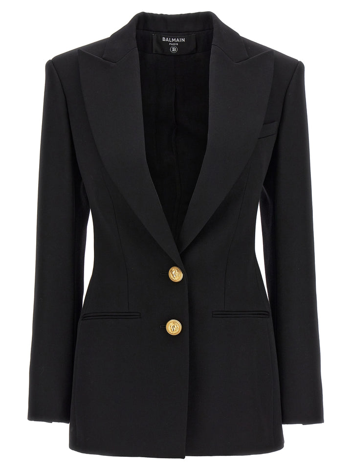 Logo Button Double-Breasted Blazer Blazer And Suits Black