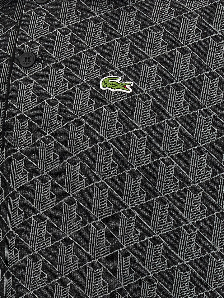 Lacoste Jacquard Monogram  Shirt Polo - Black | 3e30cd781f3db30f9be9a040654eb85f4f809c18