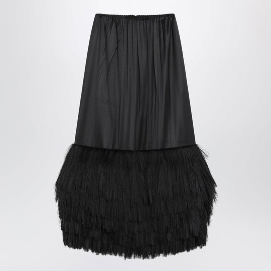 Fringed Silk-Blend Satin Slip Skirt