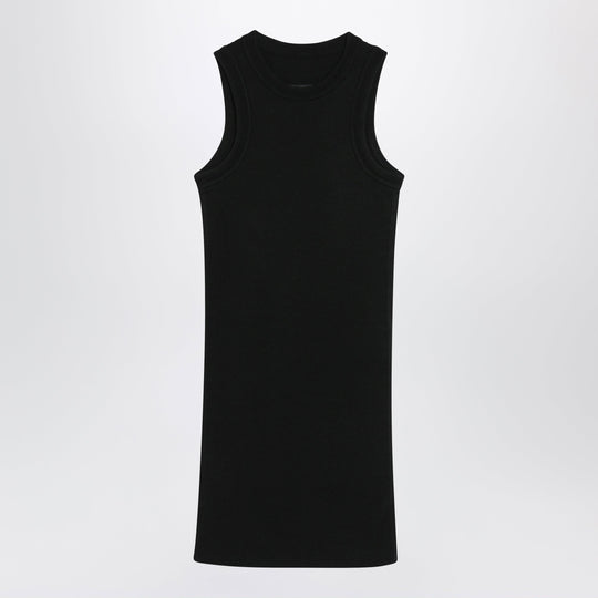 Rib Tank Top In Black Wool