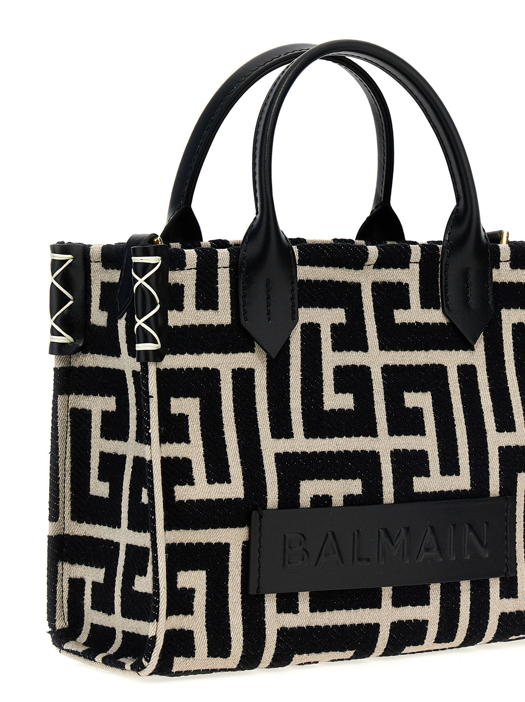 Balmain B-Army Small Tote Bag - White/Black | bc8c313bb05cd8f45d3ab51eb7e07c8081e20c4c