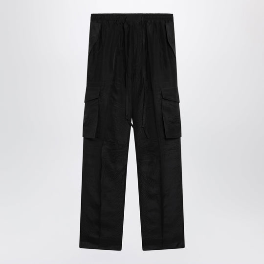 Black Silk Cargo Trousers