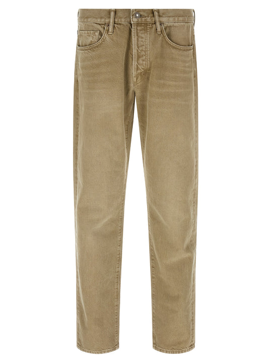 Straight Leg Jeans Beige