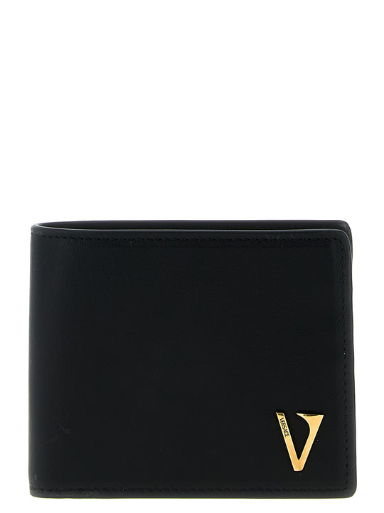 V Logo Wallets And Card Holders Black