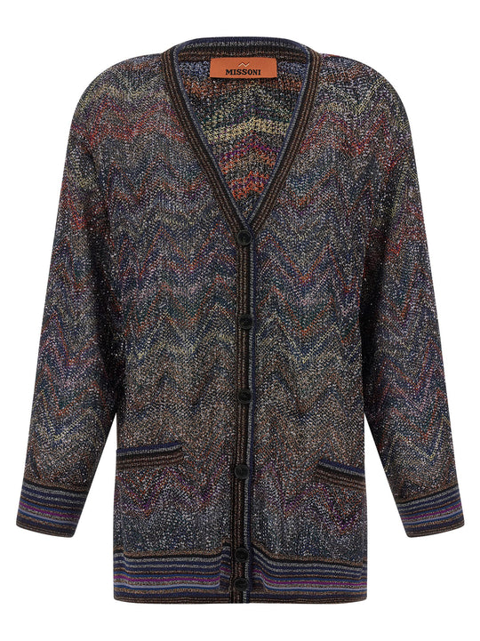 Zigzag Pattern Cardigan Sweaters And Cardigans Multicolor