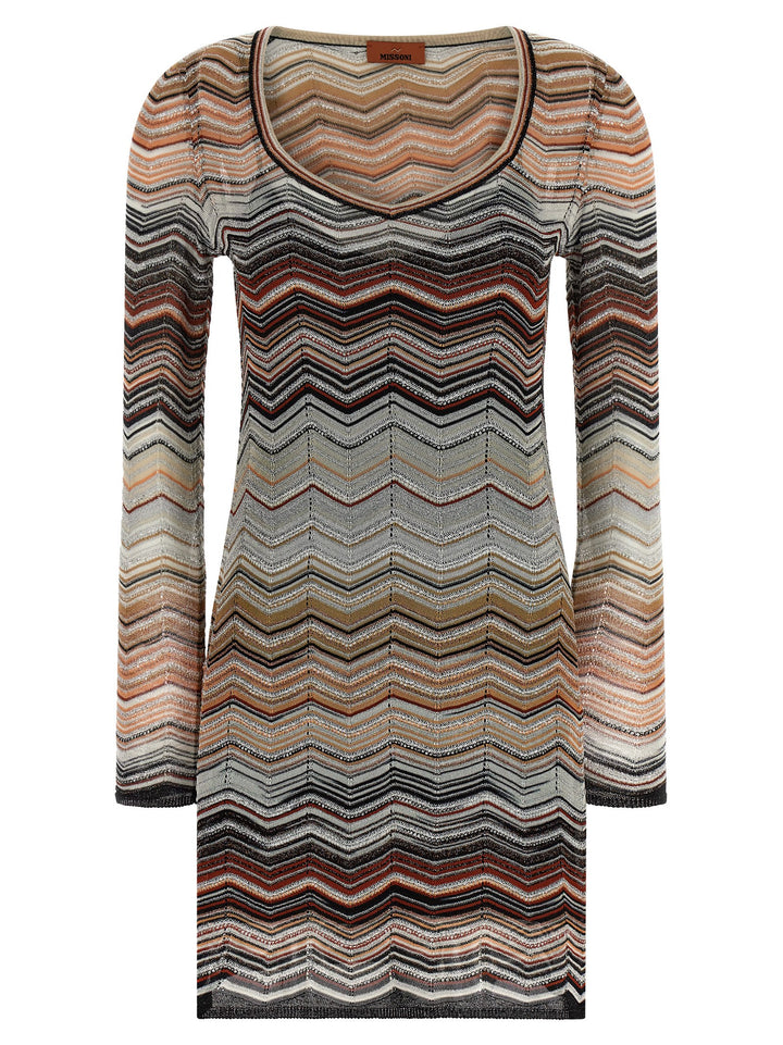 Missoni Chevron Lamé Dress Dresses - Brown | 63e3c4d082f72ed2113e0d10e0ce1ee2f7582448