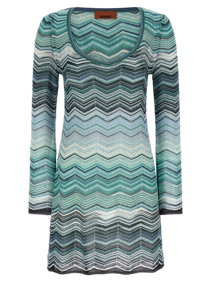 Missoni Chevron Lamé Dress Dresses - Green | fd0c605aa03b4e1adc4563d2458c8690bb012ad6