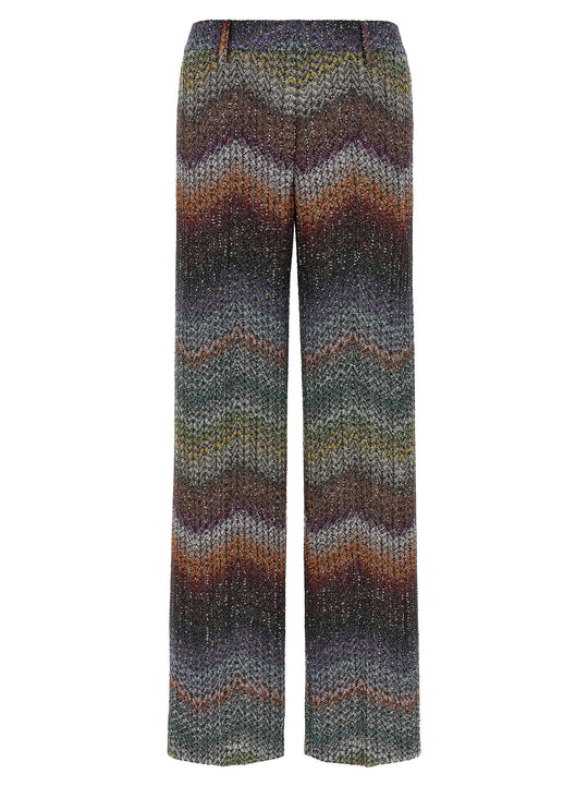 Zigzag Lamé Viscose Pants Multicolor