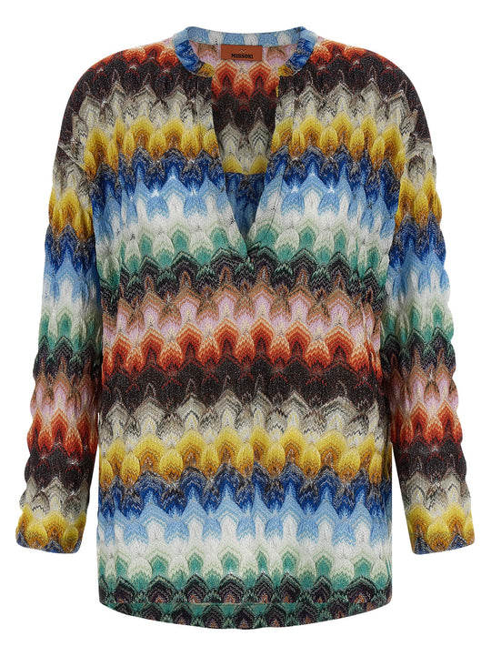 Knitted Blouse Shirt And Blouse Multicolor