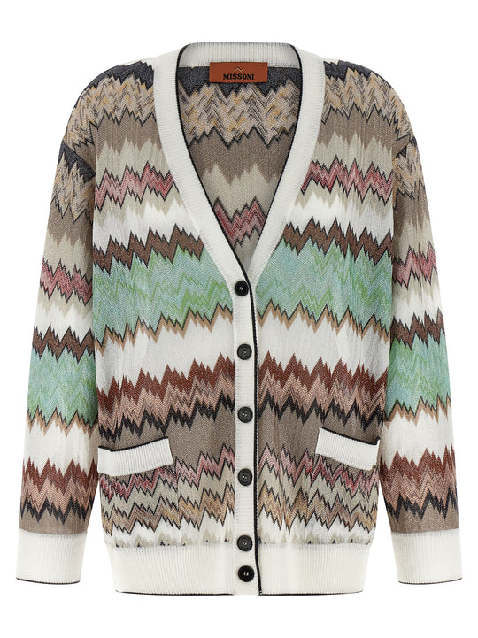 Snake Lamé Viscose Cardigan Sweaters And Cardigans Multicolor
