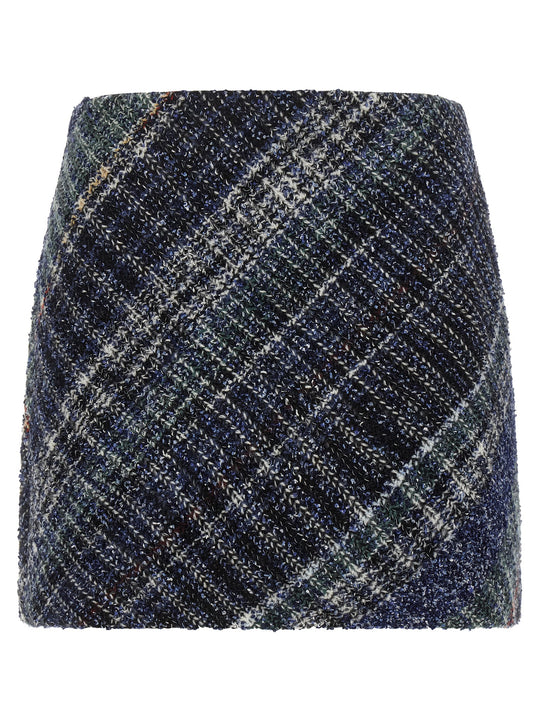 Check Wool Skirt Skirts Blue