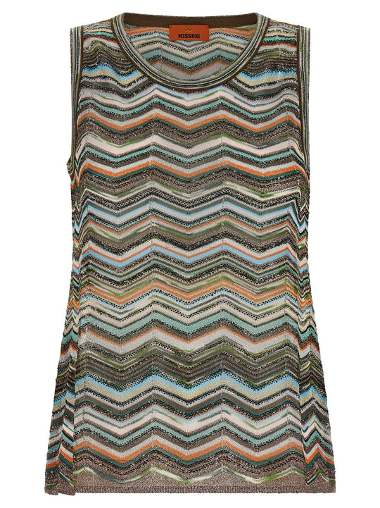 Chevron Workmanship Top Tops Multicolor