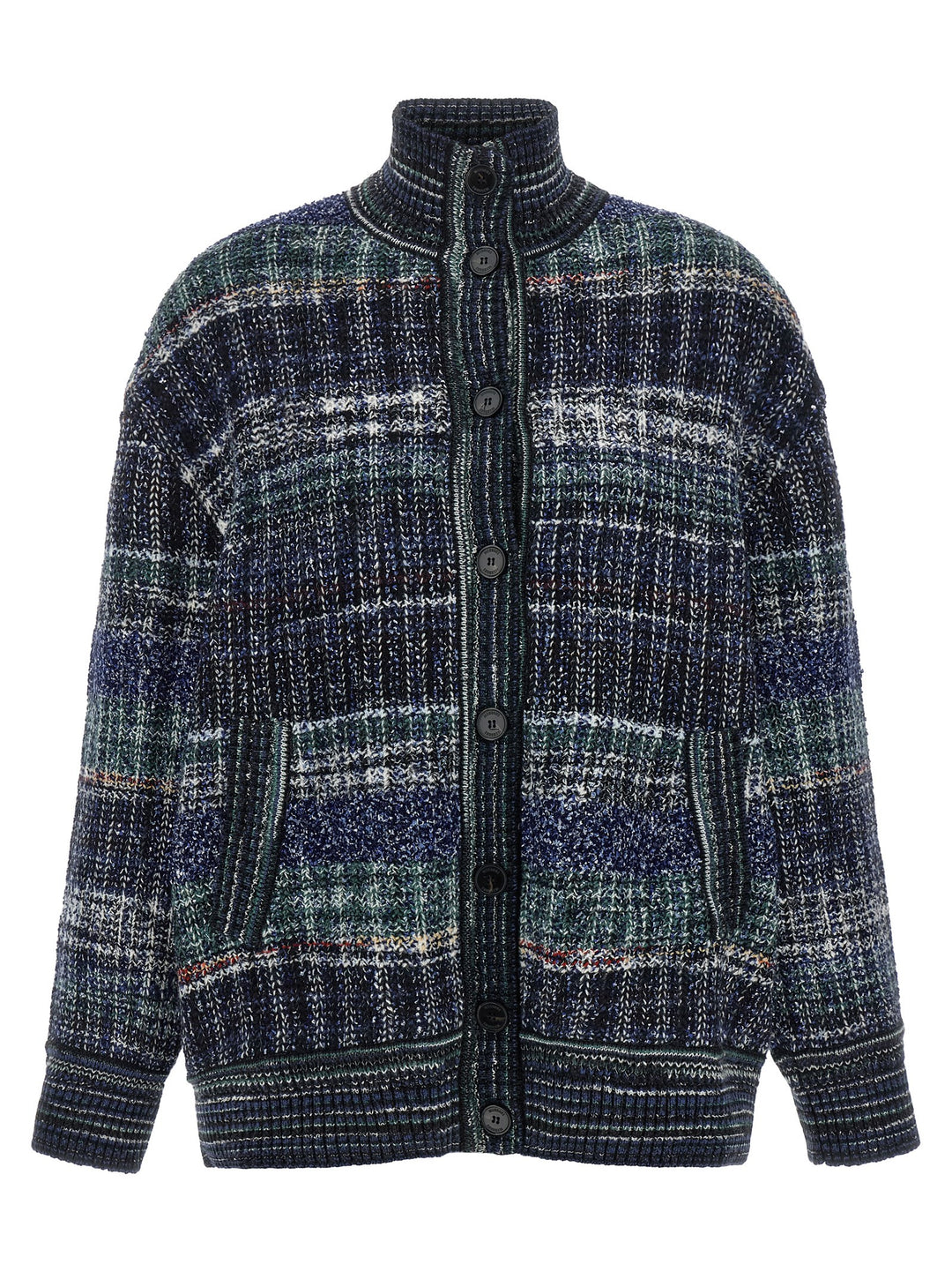Missoni Check Wool Cardigan Sweaters and Cardigans - Blue | 8a4ab10161be65eda0a6c45d1696fe4b66ead6f7