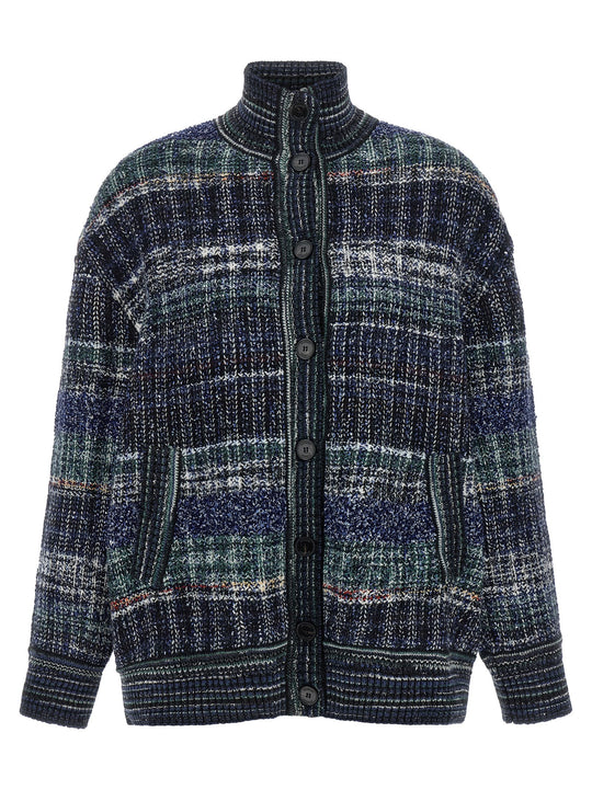 Check Wool Cardigan Sweaters And Cardigans Blue