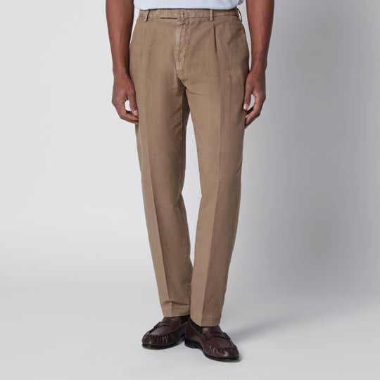 Beige Trousers In Cotton And Linen