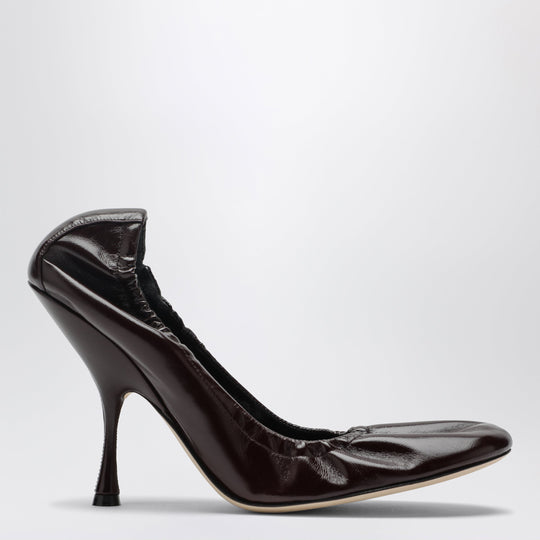 Pucker Pump In Shiny Oxblood Leather