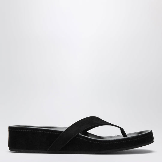 Round Flip Flop In Black Suede