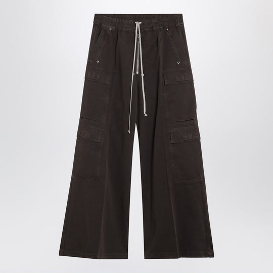 Dark Powder Grey Nylon Double Cargo Jumbo Belas Trousers