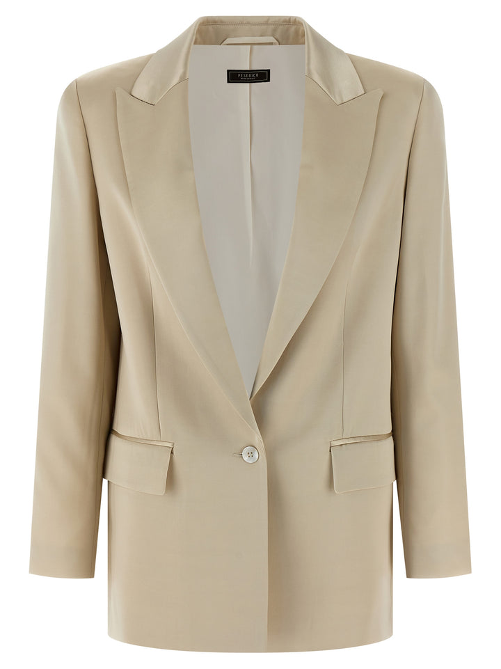 Peserico Satin Blazer BlazerS - Beige | 88316484cd1fac562afe795ec00e79ef8d685ba5