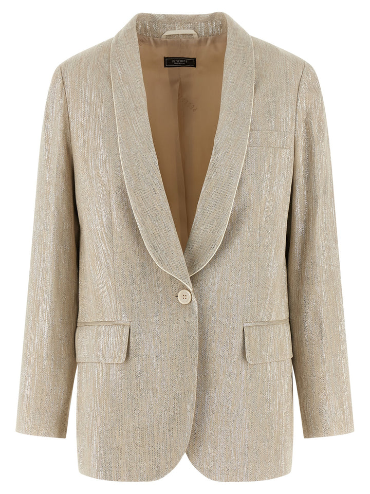Peserico Lamé Thread Blazer BlazerS - Beige | 68c333ade96288f9c15feeaad64369785cac03eb