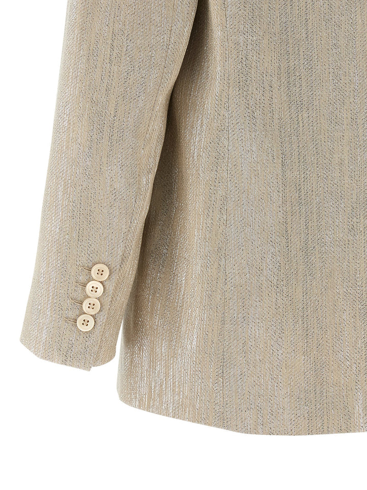 Peserico Lamé Thread Blazer BlazerS - Beige | a2225c38c3a37054771c7ac096feaf267f979a85