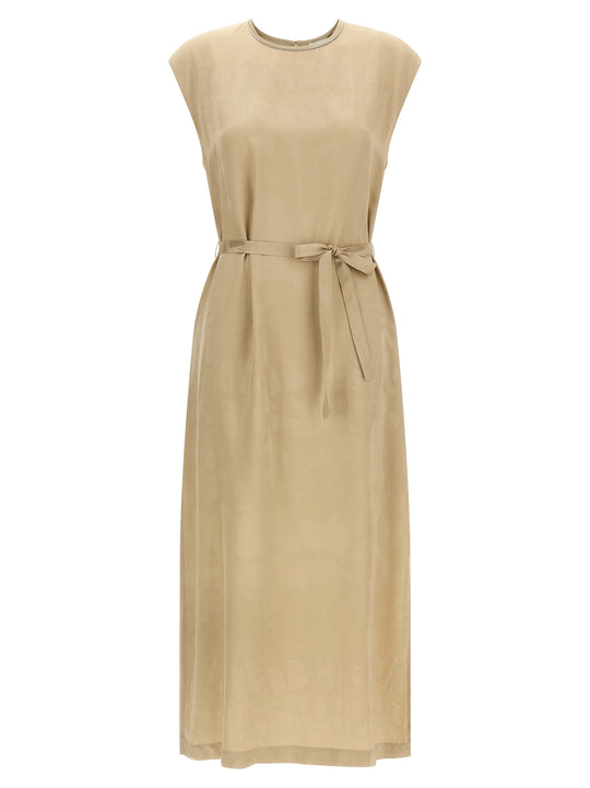 Fluid Viscose Dress Dresses Beige