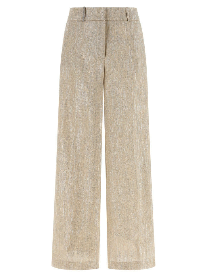 Peserico Lamé Thread Trousers Pants - Beige | b17caa185fffeb3b846369c6c5c8a143f60eb120