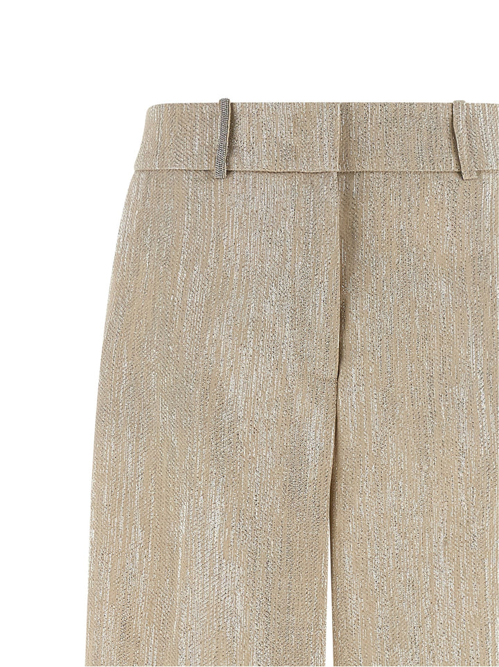 Peserico Lamé Thread Trousers Pants - Beige | 7c4196c34a45256e1a446a35d92d527fe7eb1717