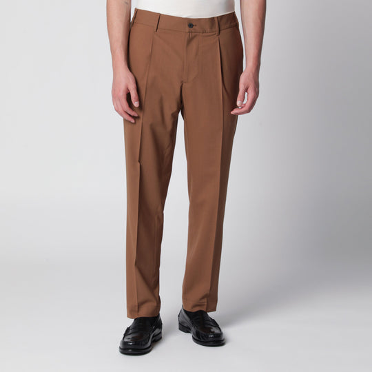 Siena Earth-Colored Trousers In Wool Blend