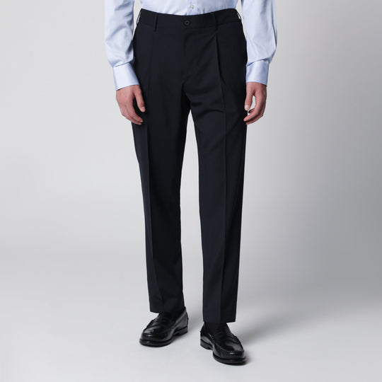 Blue Trousers In Wool Blend