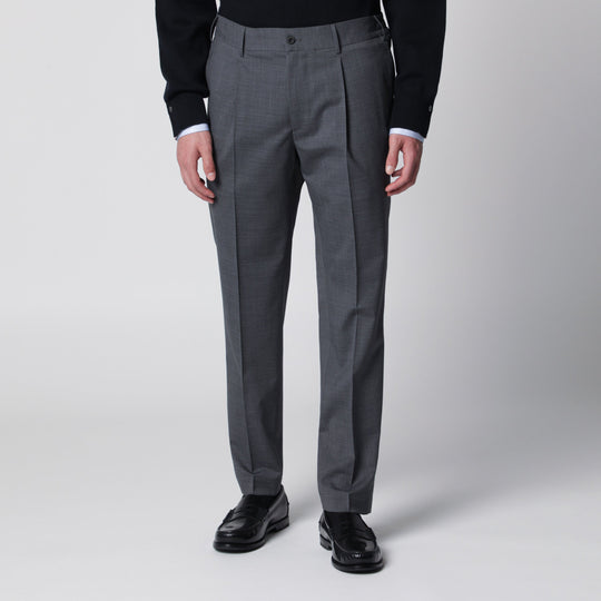 Dark Grey Trousers In Wool Blend