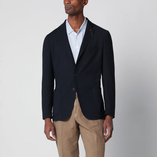 Black Single-Breasted Wool-Blend Jacket