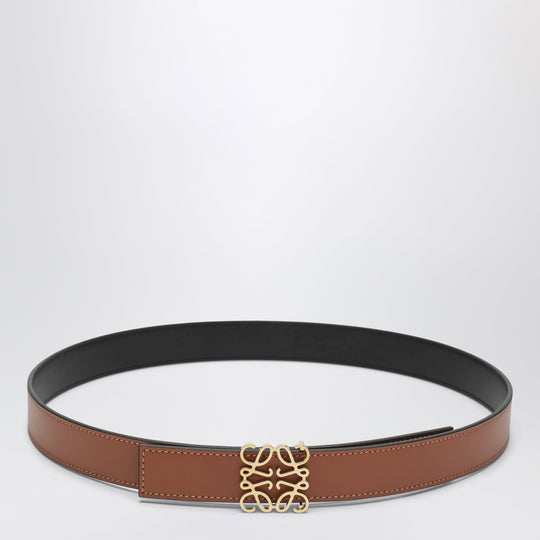 Reversible Anagram Belt In Smooth Calfskin Tan/Black