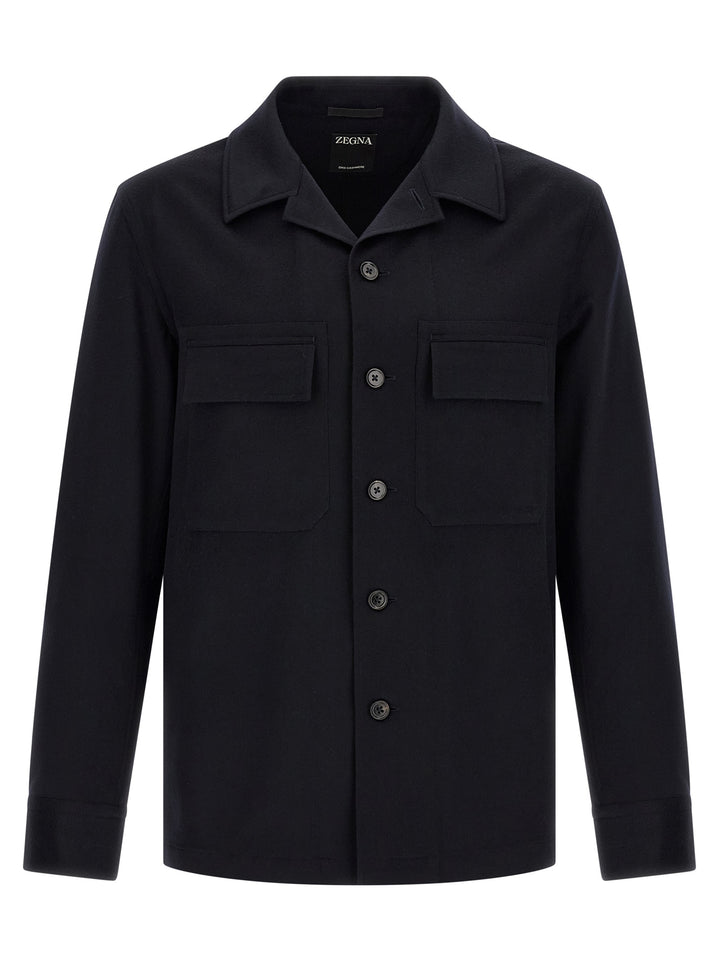 Zegna Oasis Cashmere Overshirt Shirt and Blouse - Blue | 4b6b273162a9342ccf743057adb5740f7cd1e815