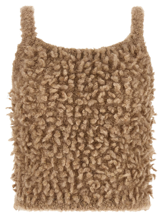 Bouclé Top Tops Beige