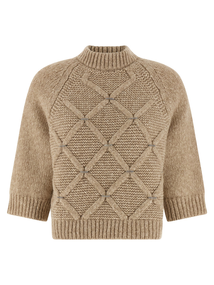 Peserico Jewel Diamond Sweater Sweaters and Cardigans - Beige | f6ce9e1aab3b5ed3cc7ca1e0a0f1577372265c76