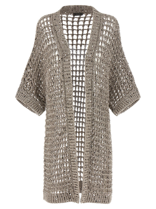 Mesh Cardigan Sweaters And Cardigans Silver