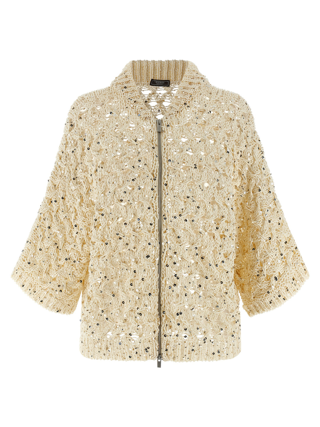 Peserico Sequin Mesh Cardigan Sweaters and Cardigans - Beige | c85723b9f7a2749dbedd6b3141c2b1103d96ffbe
