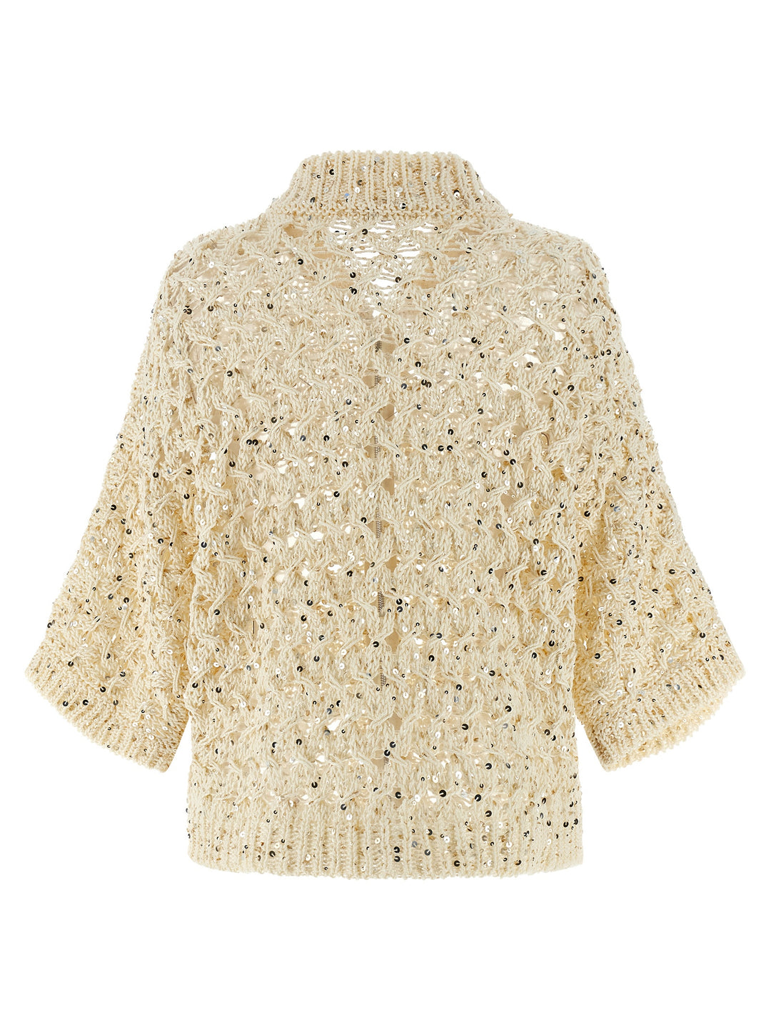 Peserico Sequin Mesh Cardigan Sweaters and Cardigans - Beige | e6f9c5ff41dfc7e1e6bc23a1c010d55dd12717bb