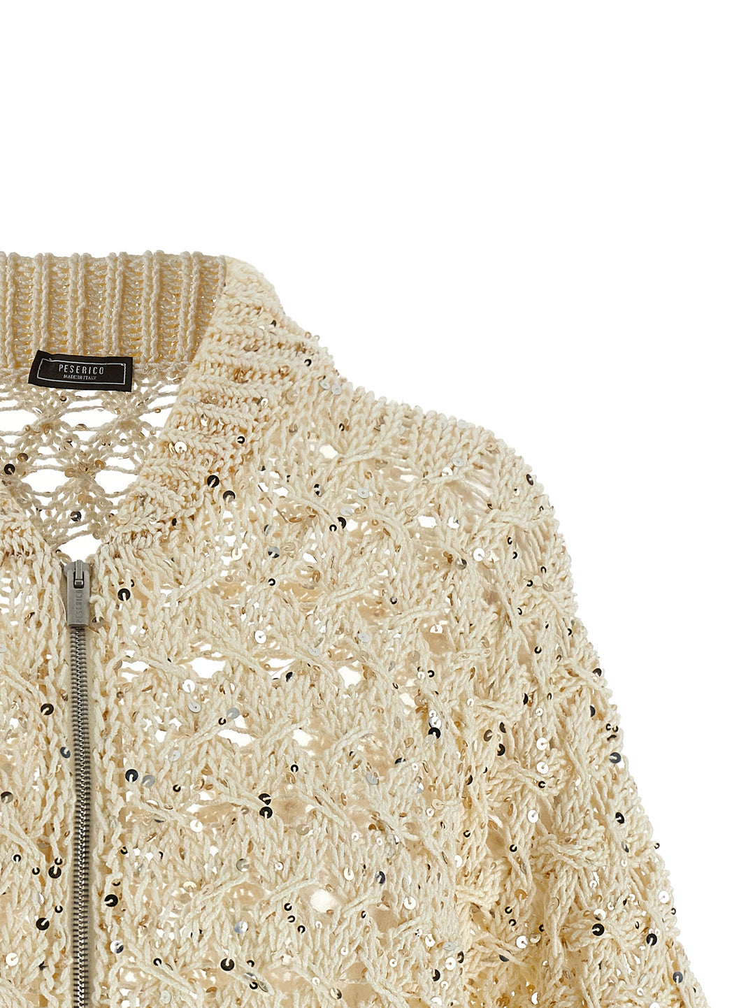 Peserico Sequin Mesh Cardigan Sweaters and Cardigans - Beige | c8eb5c8e7c86e82333f895c37b907e8b27cf6b8d