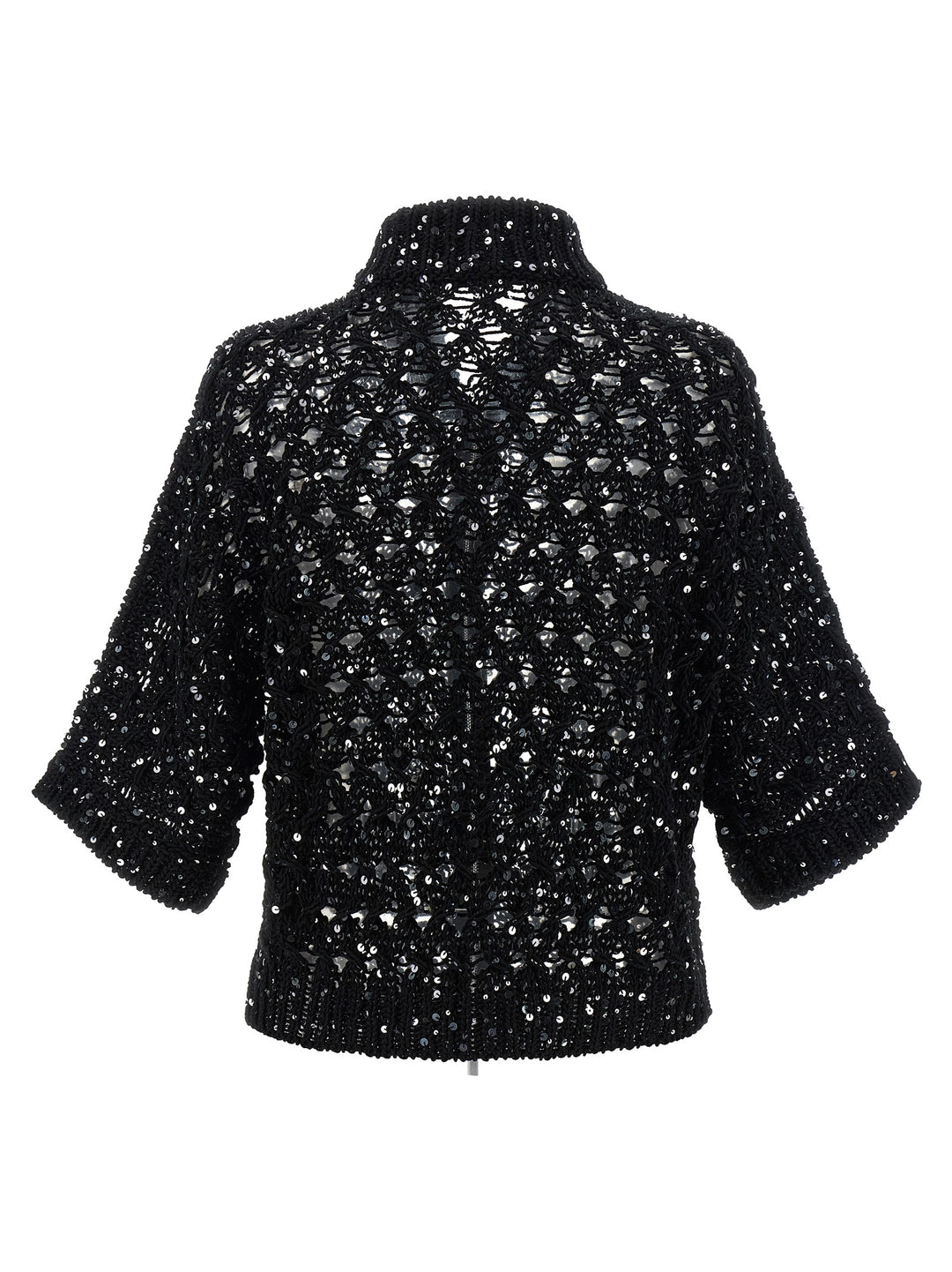 Peserico Sequin Mesh Cardigan Sweaters and Cardigans - Black | f905f7ab129df282bd09d980b932c833d532b68d