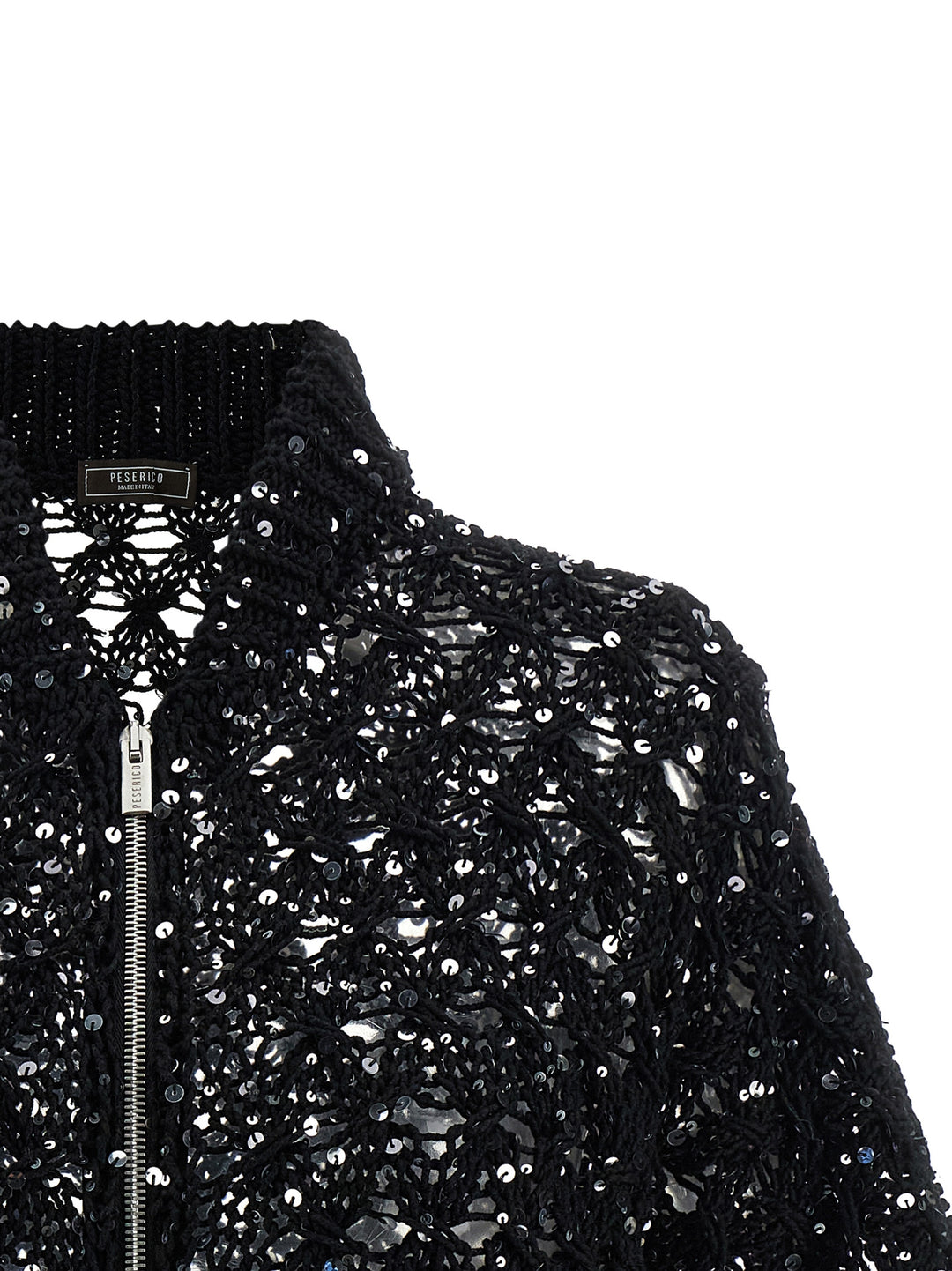 Peserico Sequin Mesh Cardigan Sweaters and Cardigans - Black | cdf20fb907e5a7908bd994f80002e9908e68ac8c