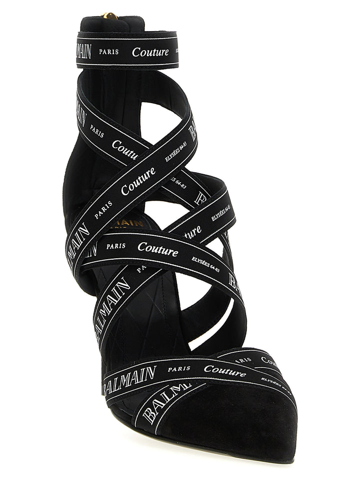 Balmain Couture Ribbon-Print Pumps - Black | fcf295c40b1985a0edf2af71b84fb5727814abcc