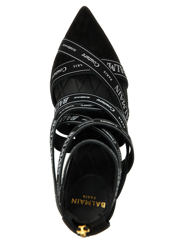 Balmain Couture Ribbon-Print Pumps - Black | 6f9555e083f183ff2a90e547d7db1e84d8f011ac
