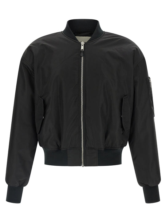 Nylon Bomber Jacket Puffer Jackets Black