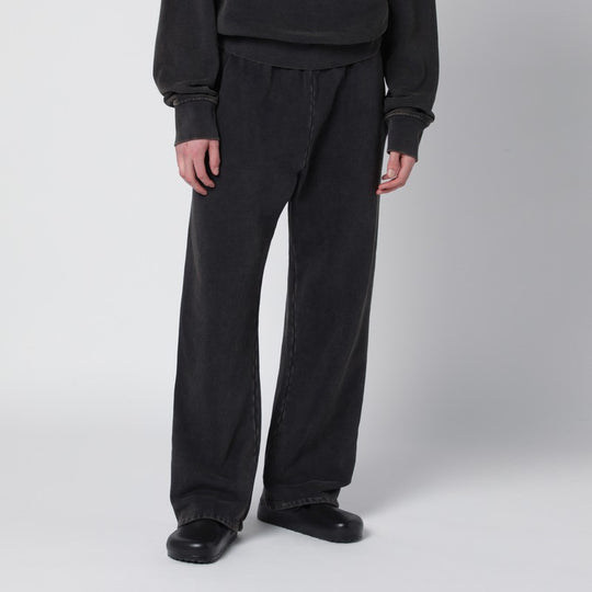 Washed Black Cotton Jogging Trousers