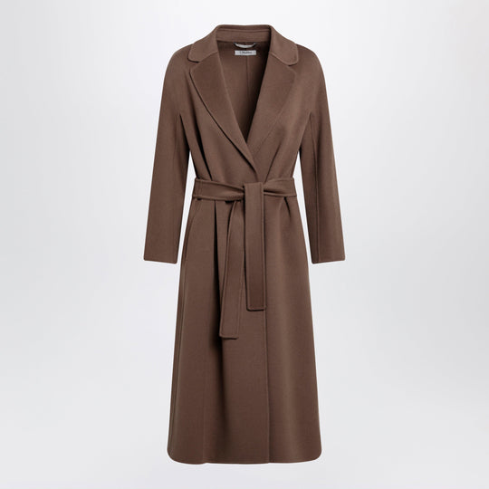 Brown Midi Coat In Wool Drap