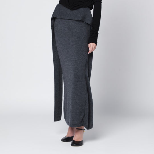 Long Grey Wool Skirt